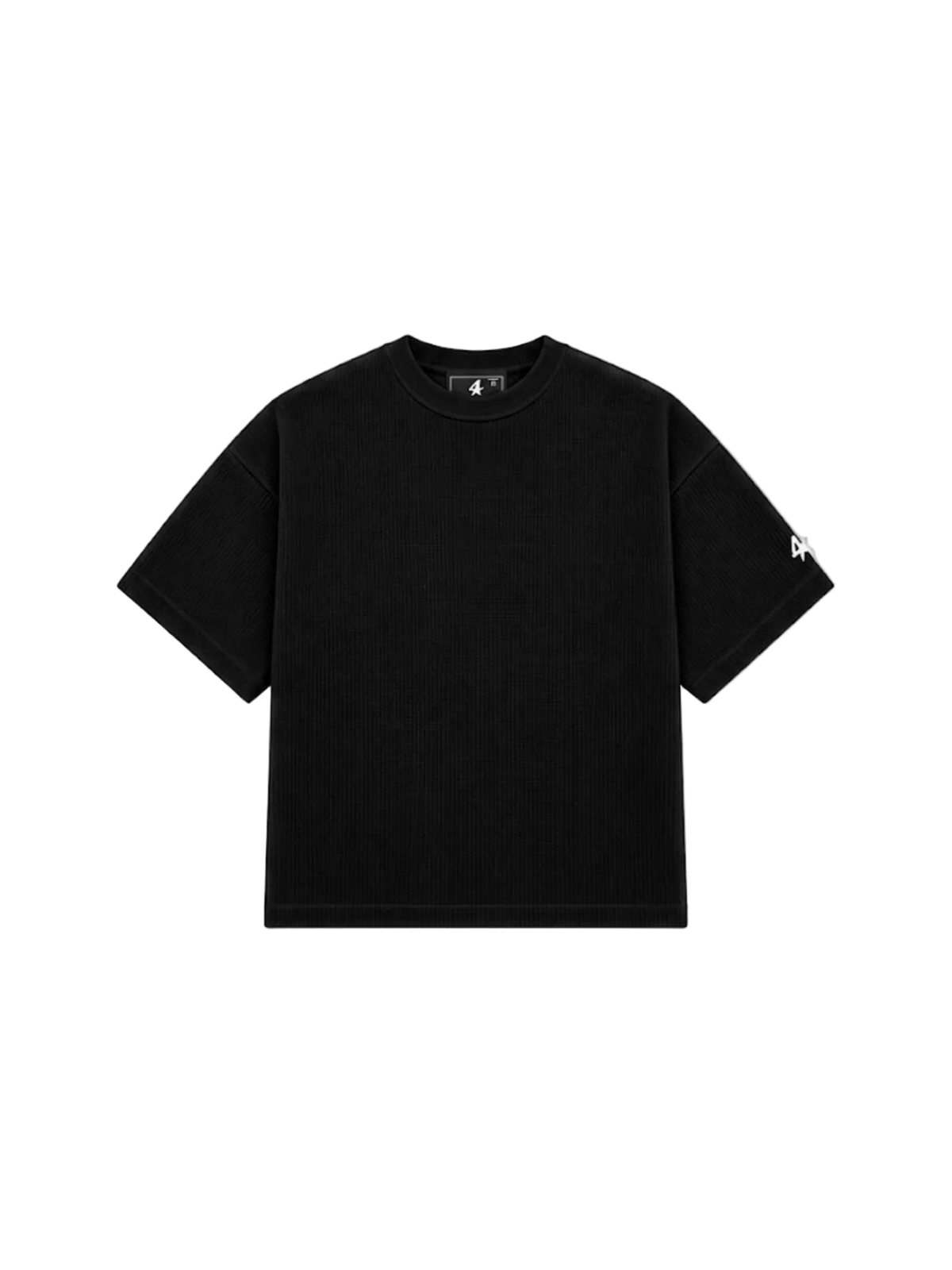 TS- Waffle-Knit Panel Oversized Tee — Black