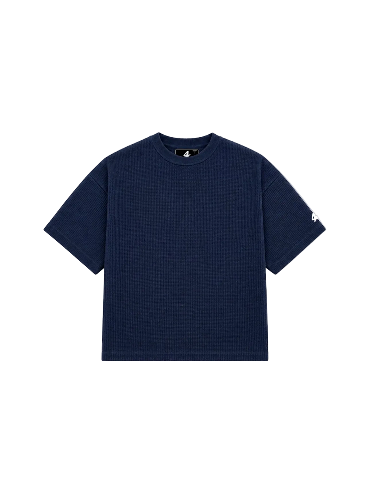 TS- Waffle-Knit Panel Oversized Tee — Blue