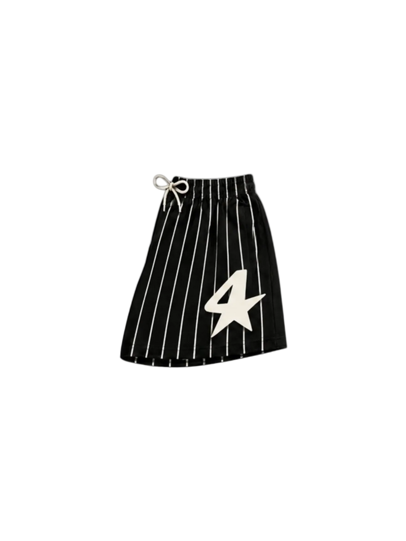 SH- Black N Crème Pinstripe 5 Inch Mesh Shorts