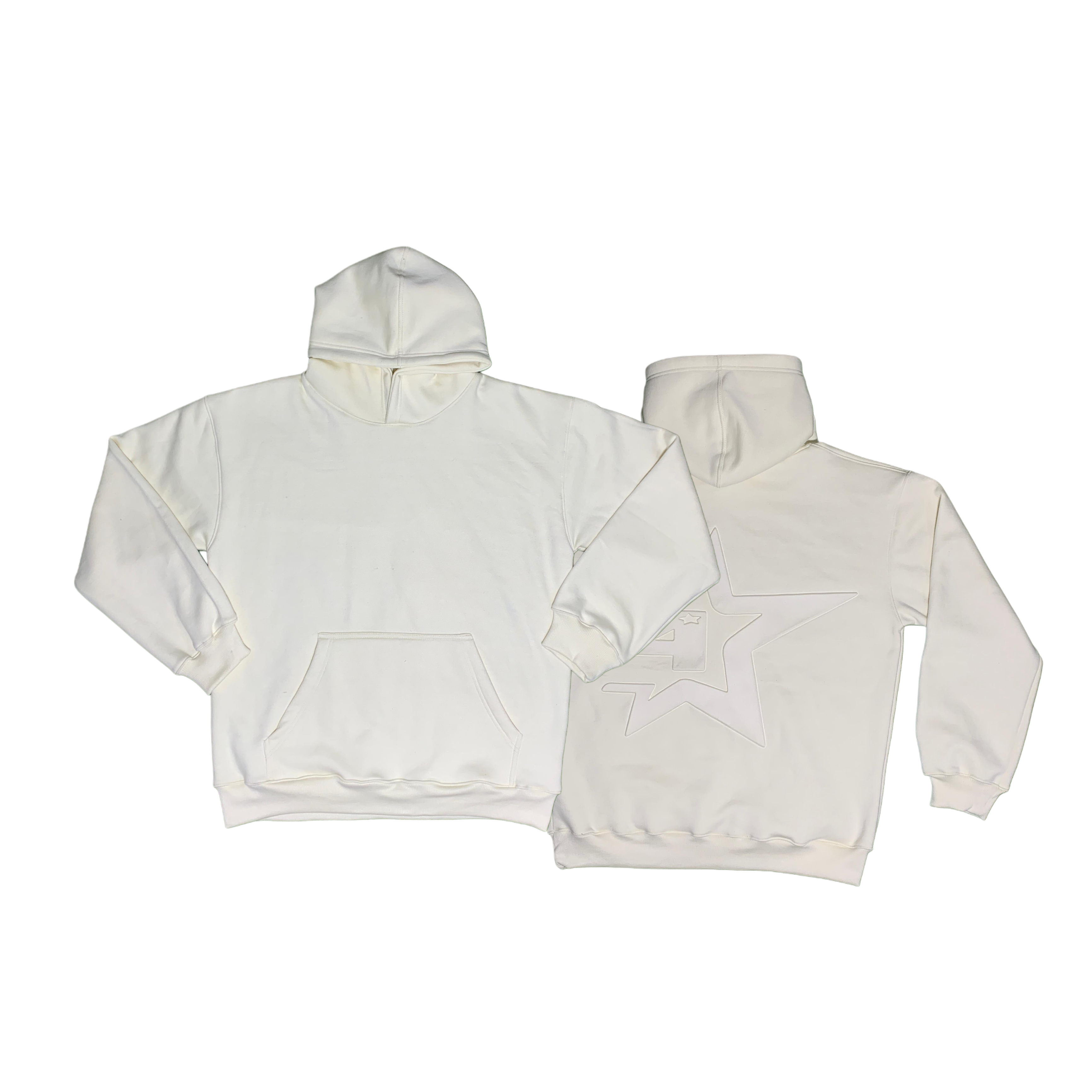 Crème ‘4 Star’ Embossed Hoodie