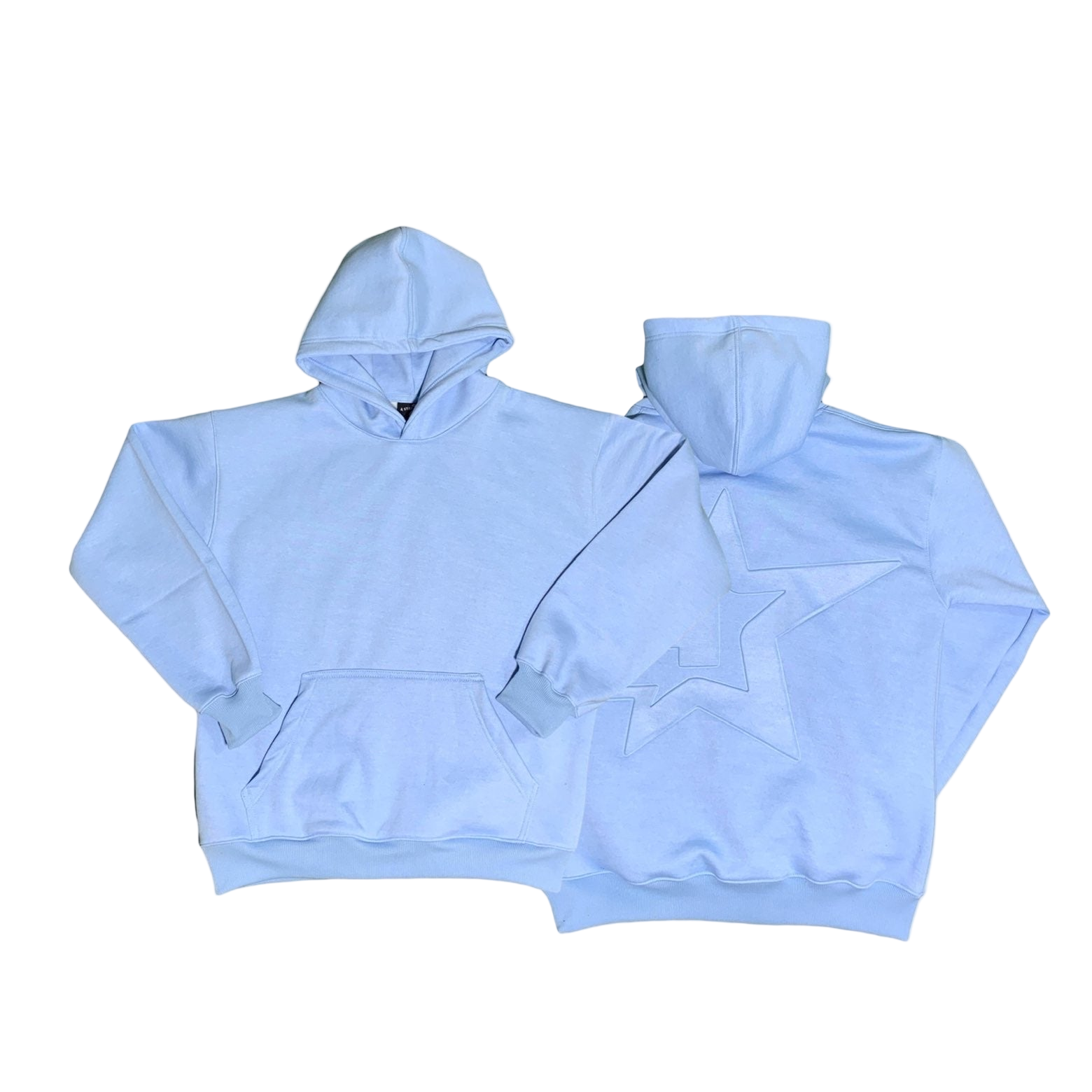 Baby Blue ‘4 Star’ Embossed Hoodie