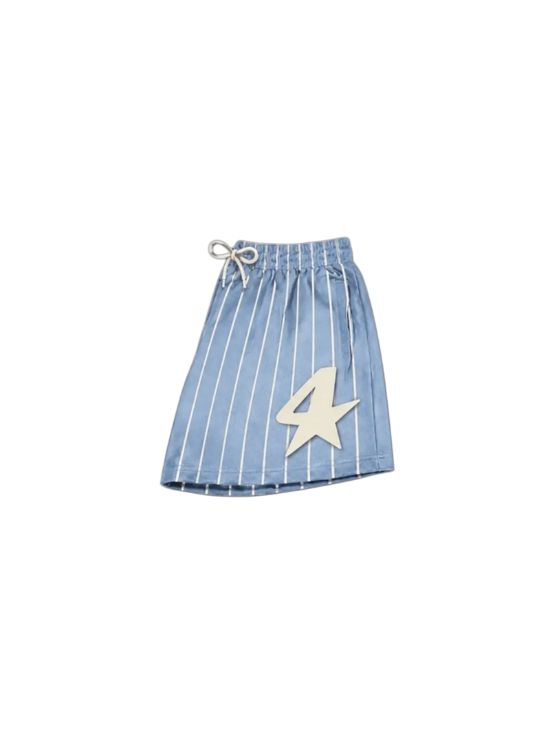 SH- Light Blue N White Pinstripe 5 Inch Mesh Shorts
