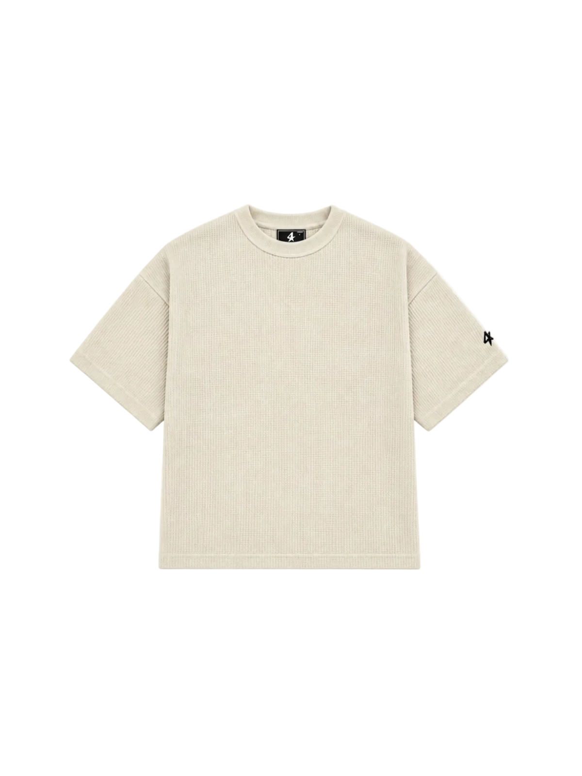 TS- Waffle-Knit Panel Oversized Tee — Off-White