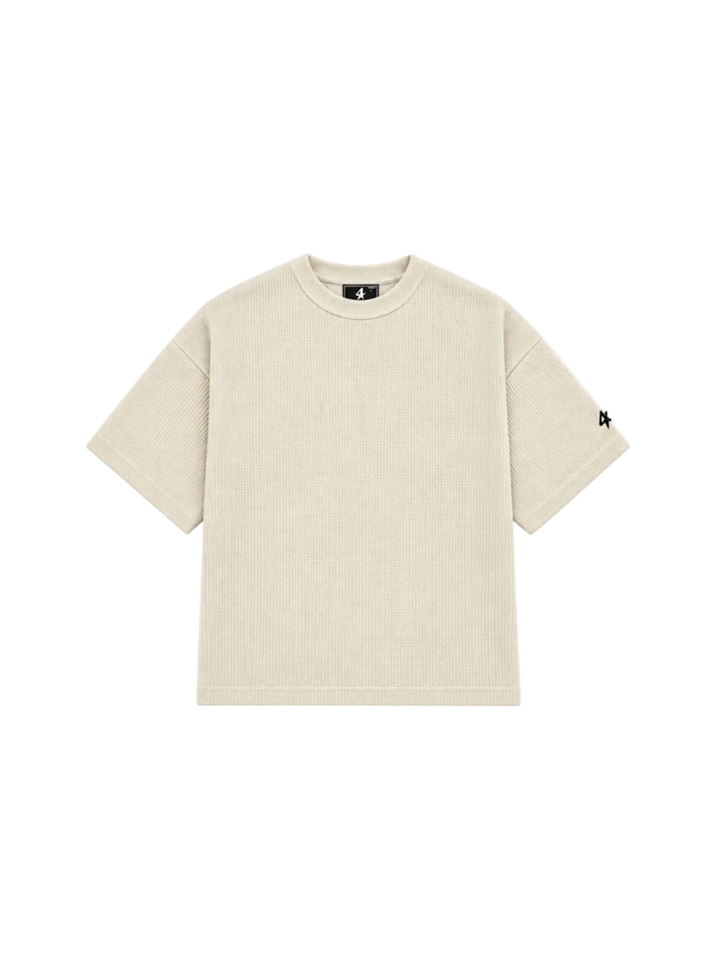 TS- Waffle-Knit Panel Oversized Tee — Off-White